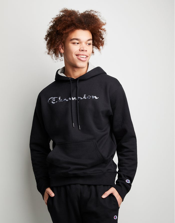 Champion Hoodie Heren - Zwart - Powerblend Fleece Chasing Waves ( 452836-PCQ )